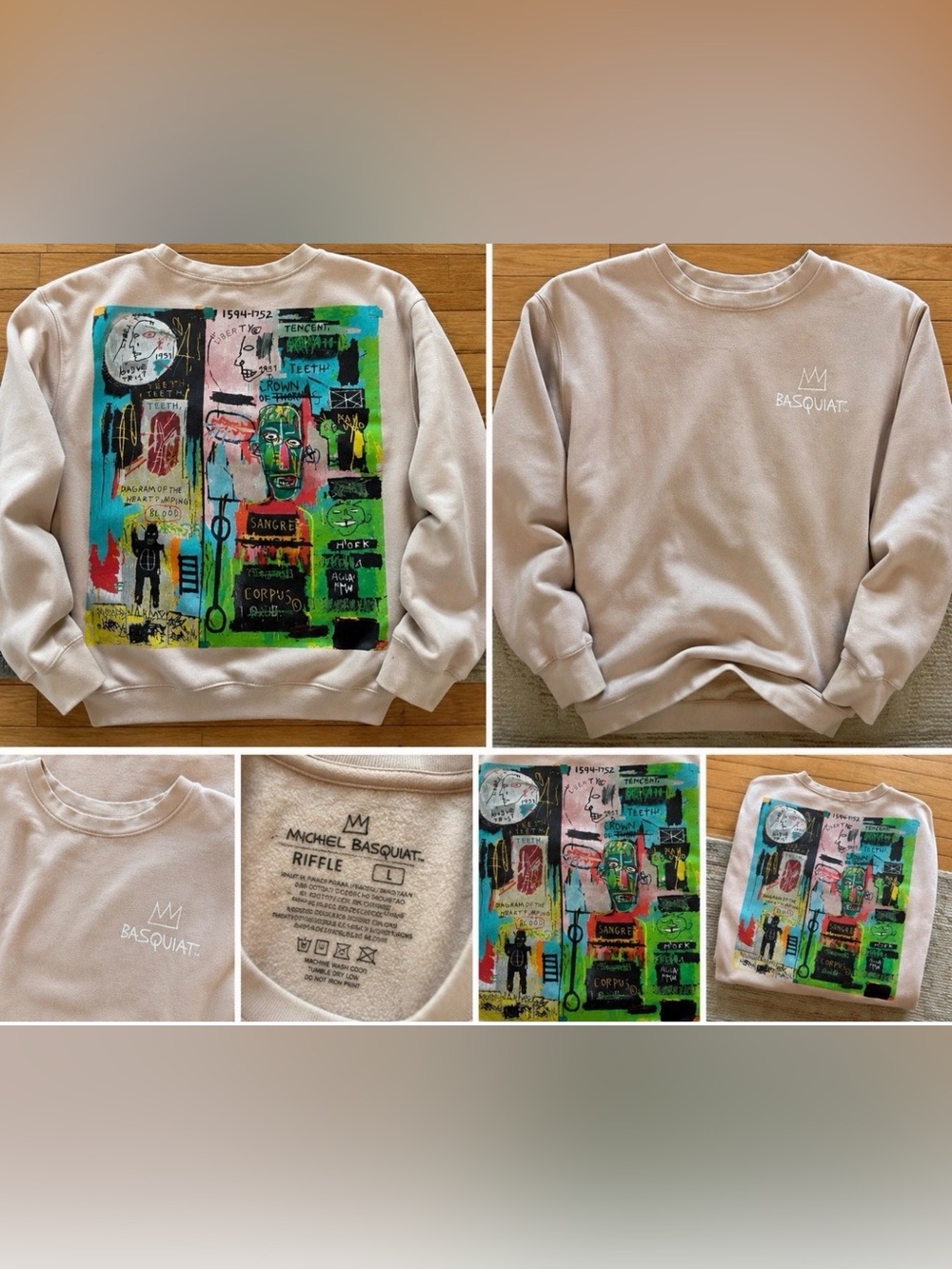 Jean-Michel Basquiat Art Graphic Sweatshirt Mens Large Lane Seven